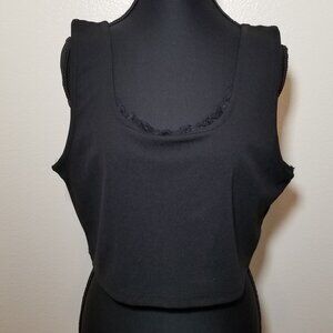 Say Anything Black Crop‎ Tank Top XL Lace Accent Witchy Goth Grunge Cottage NWT
